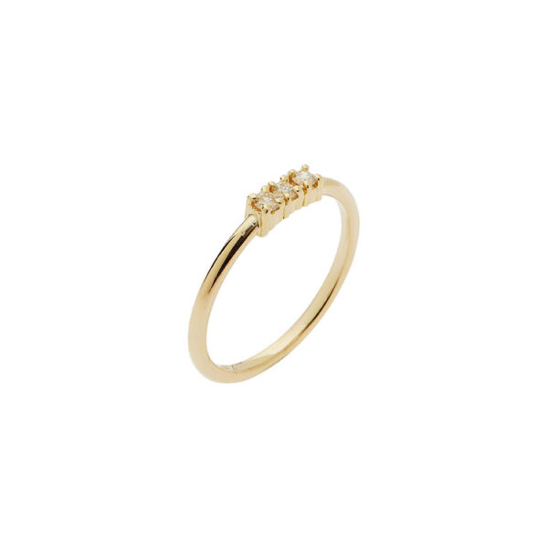 Ring with Three Diamonds in 18K Yellow Gold