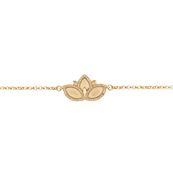 Lotus Bracelet in 14K gold with brilliant-cut diamonds