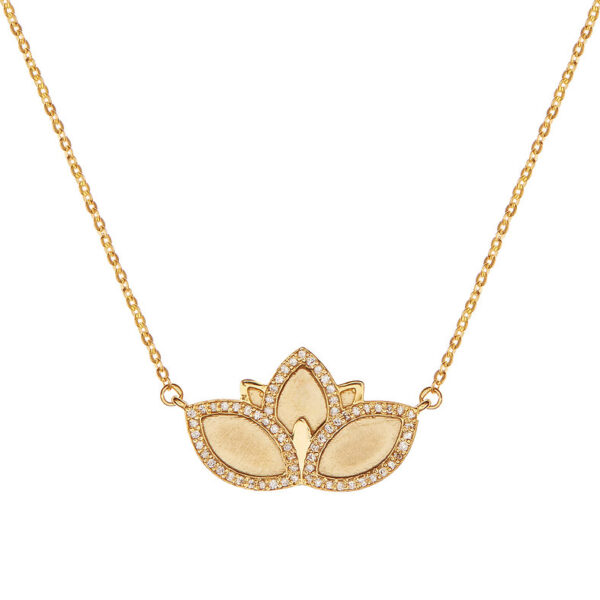 Lotus Necklace in 14K gold with brilliant-cut diamonds