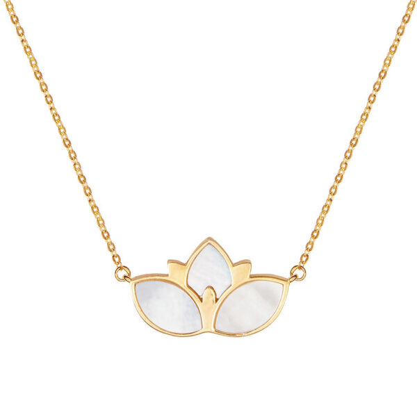 Lucky Lotus 2025 Necklace in 14K Gold with Mother of Pearl