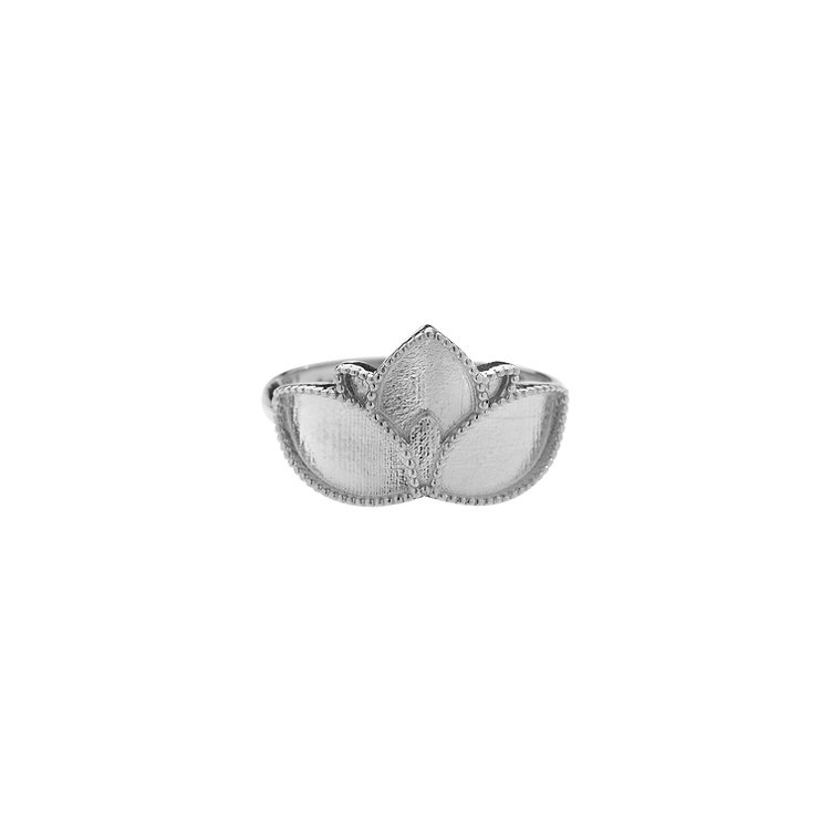 Handmade Lotus ring crafted from 925 platinum-plated silver