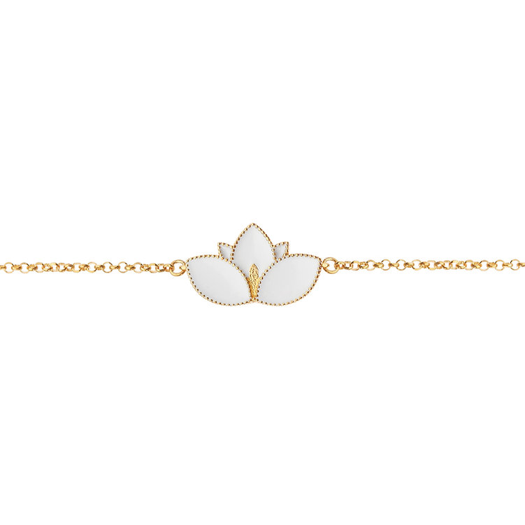 Lotus Bracelet in Gold-Plated 925 Silver with White Enamel