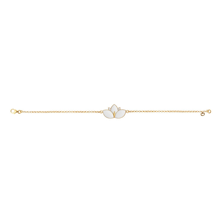 Lotus Bracelet in Gold-Plated 925 Silver with White Enamel - Image 3