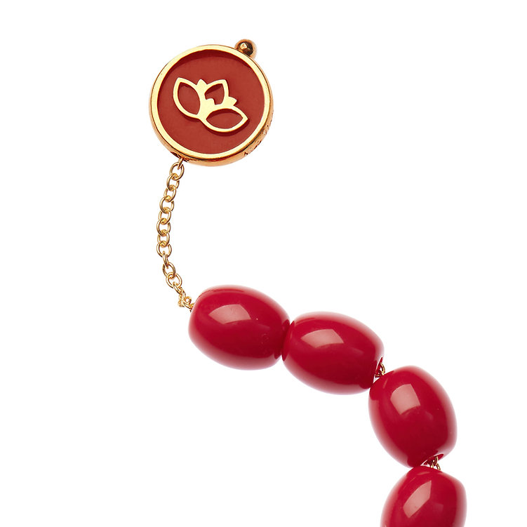 Lotus Begleri in Gold-Plated 925 Silver with Red Enamel - Image 2