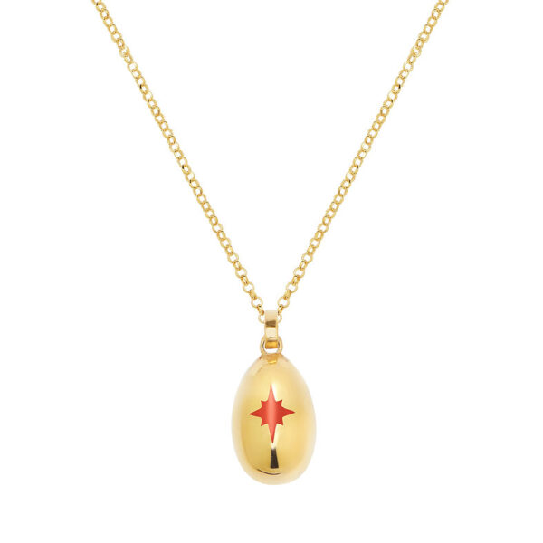 Handmade Gold-Plated 925 Silver Egg Pendant with Enamel and 50 cm Chain
