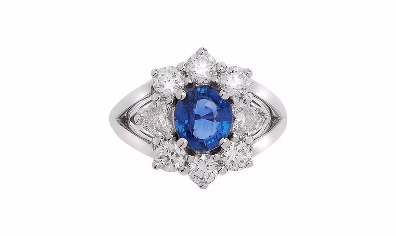 RING WITH CEYLON SAPPHIRE AND DIAMONDS - Image 2