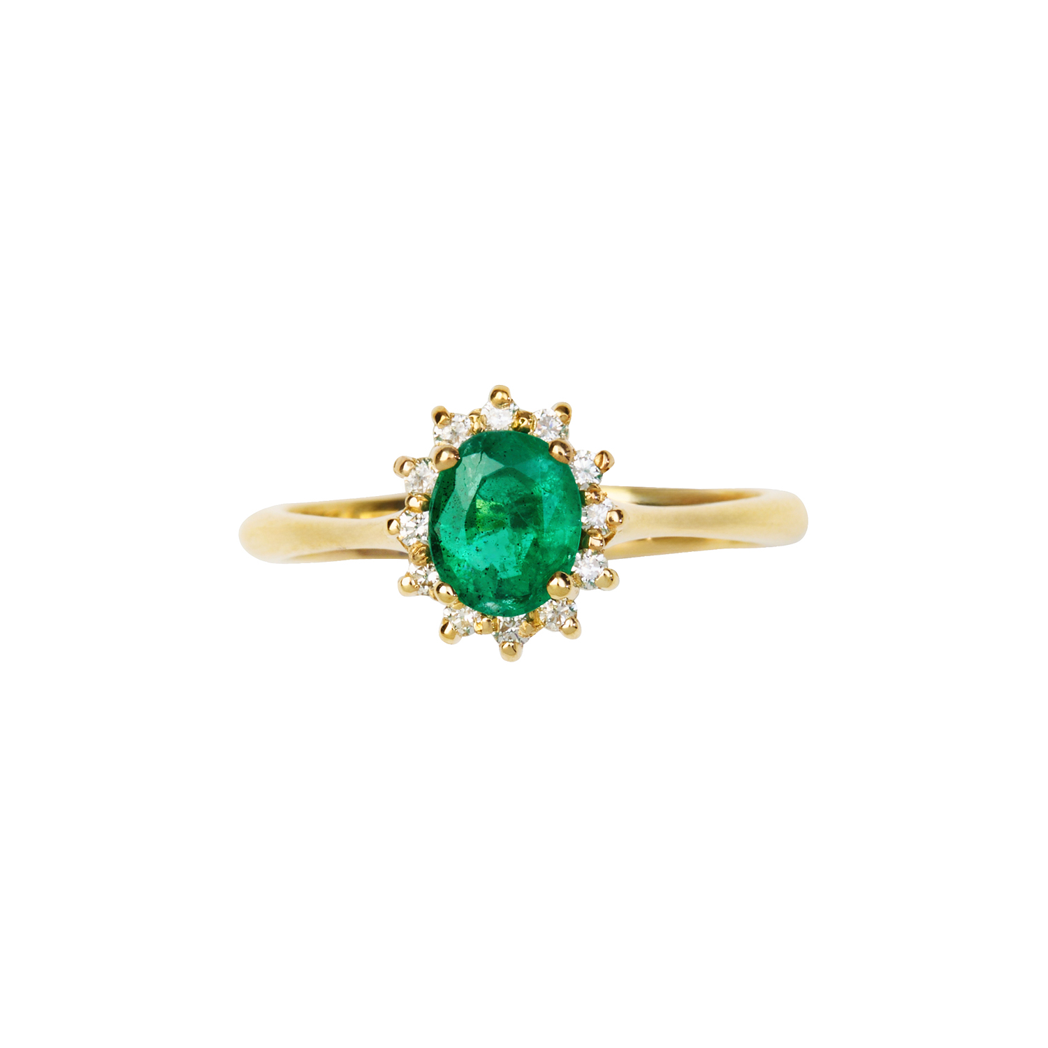 HANDMADE 18K GOLD RING WITH EMERALD AND DIAMONDS - Image 2