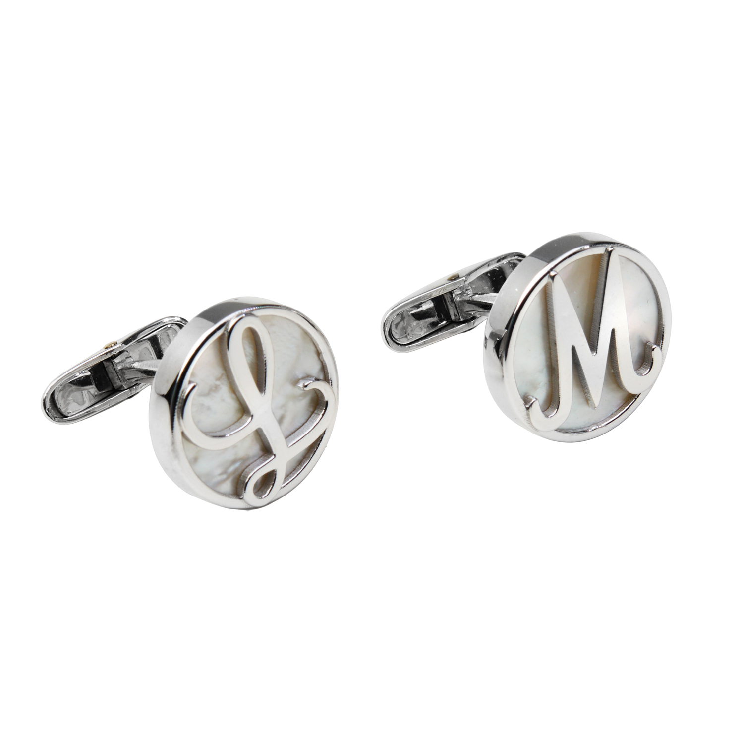 CUSTOM MADE CUFFLINKS WHITE GOLD 14K WITH MOTHER OF PEARL