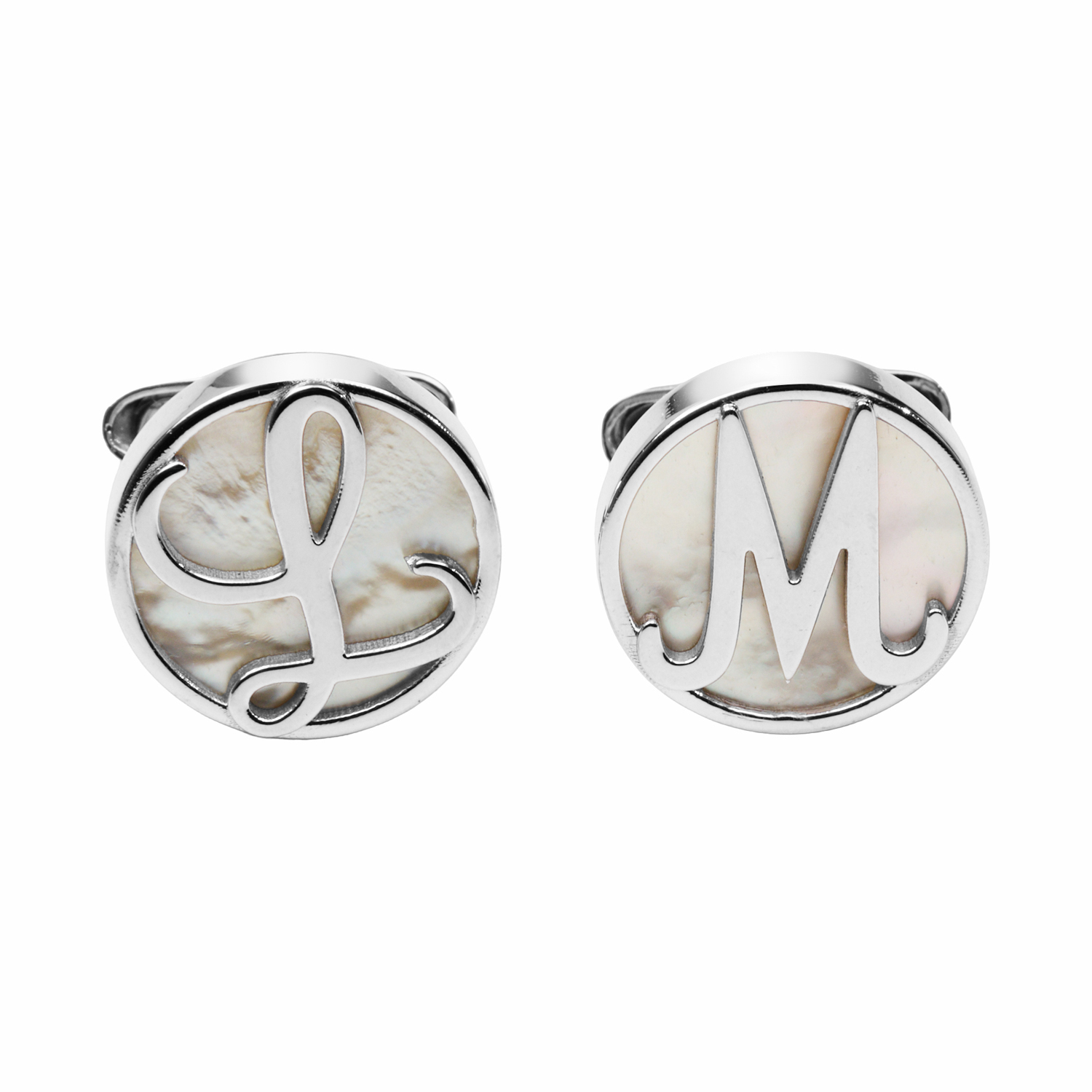 CUSTOM MADE CUFFLINKS WHITE GOLD 14K WITH MOTHER OF PEARL - Image 2